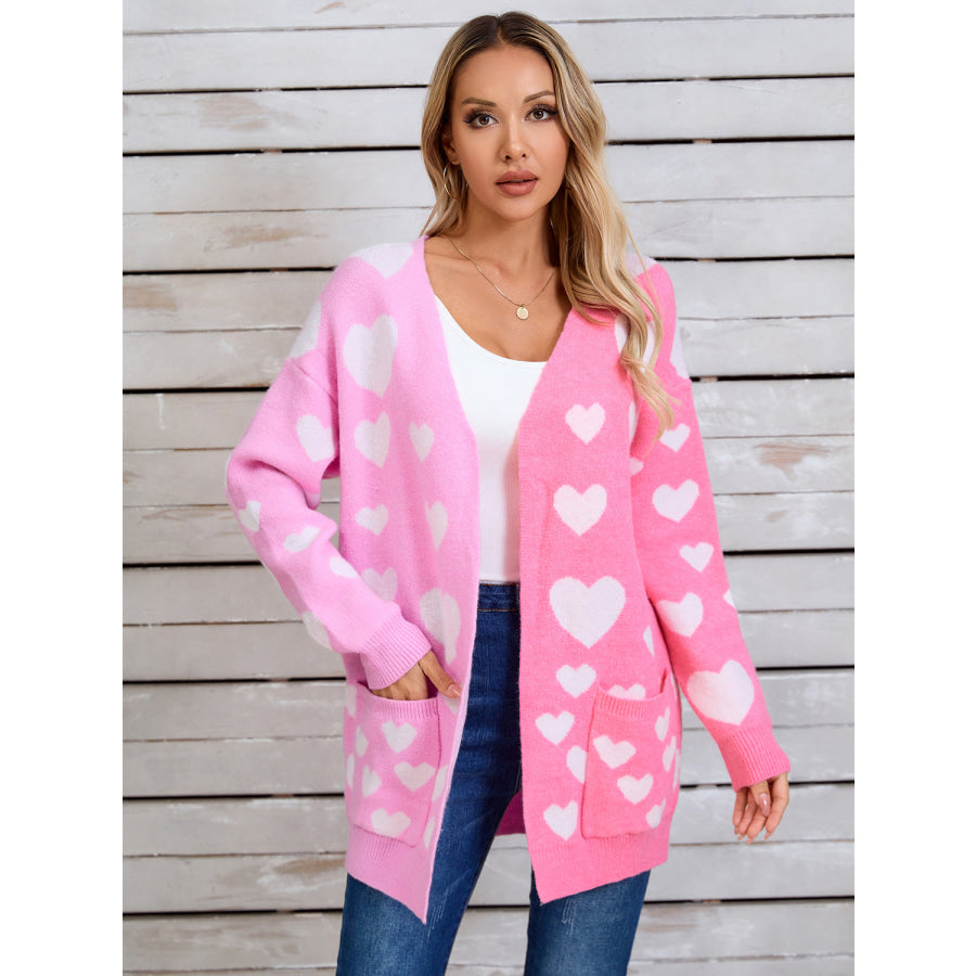 Angel Wings Heart Open Front Long Sleeve Cardigan Apparel and Accessories