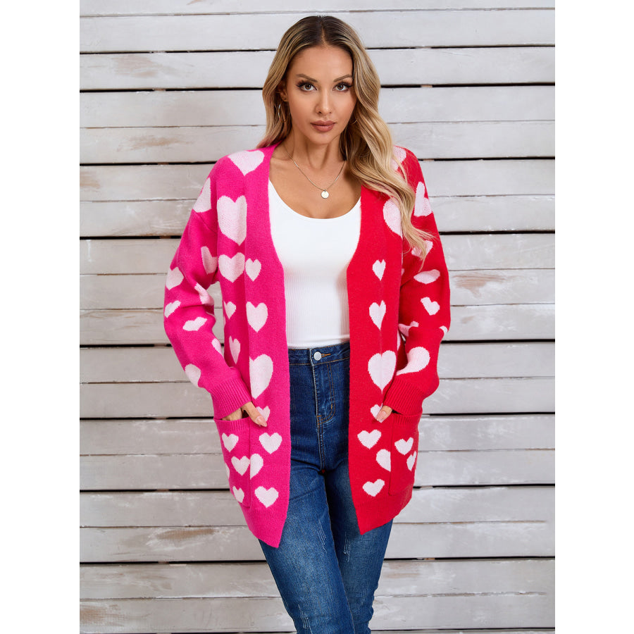 Angel Wings Heart Open Front Long Sleeve Cardigan Apparel and Accessories