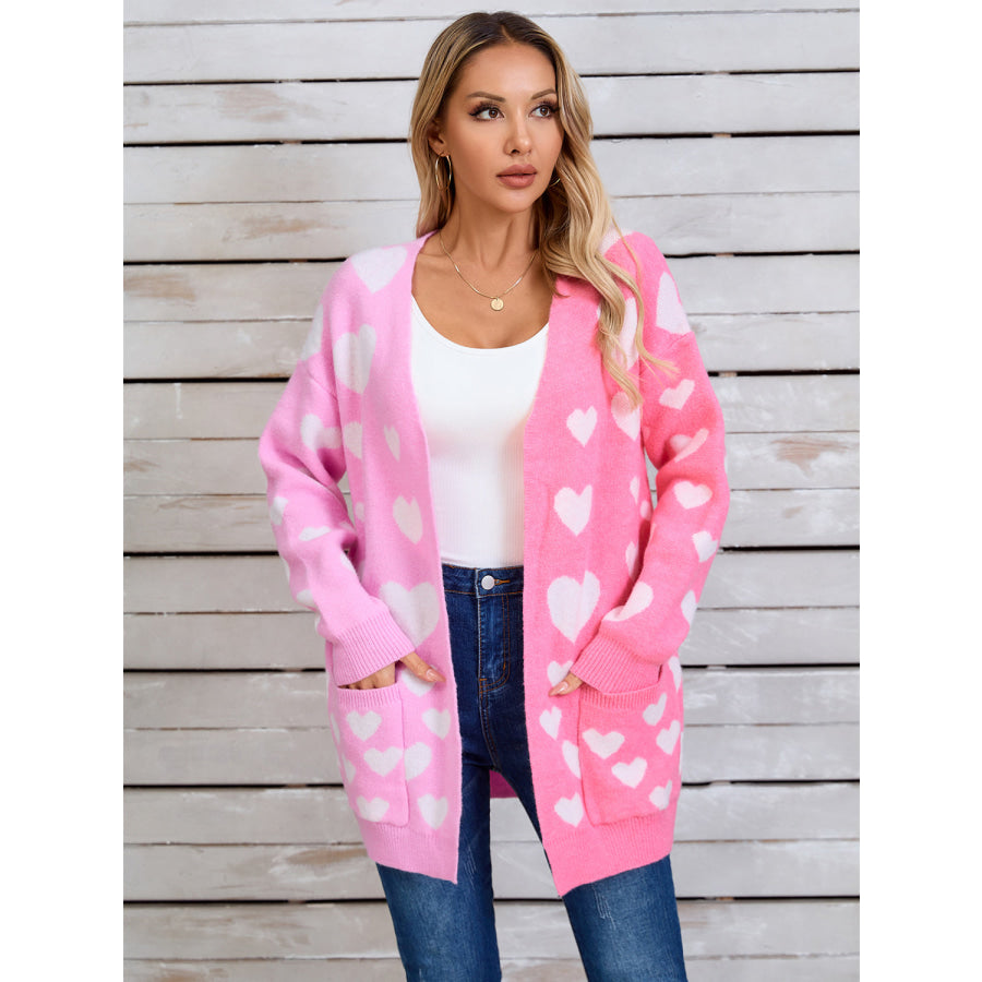 Angel Wings Heart Open Front Long Sleeve Cardigan Apparel and Accessories