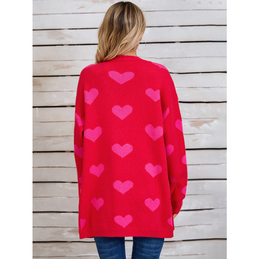 Angel Wings Heart Open Front Long Sleeve Cardigan Apparel and Accessories