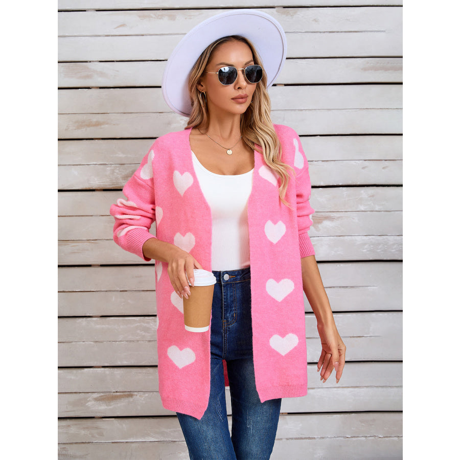 Angel Wings Heart Open Front Long Sleeve Cardigan Apparel and Accessories