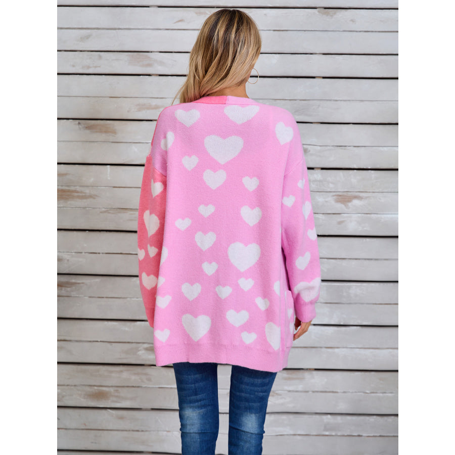 Angel Wings Heart Open Front Long Sleeve Cardigan Apparel and Accessories