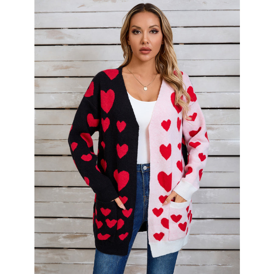 Angel Wings Heart Open Front Long Sleeve Cardigan Apparel and Accessories