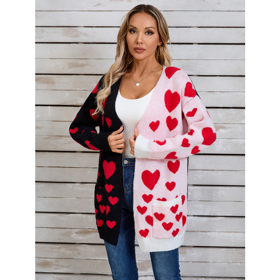 Angel Wings Heart Open Front Long Sleeve Cardigan Apparel and Accessories