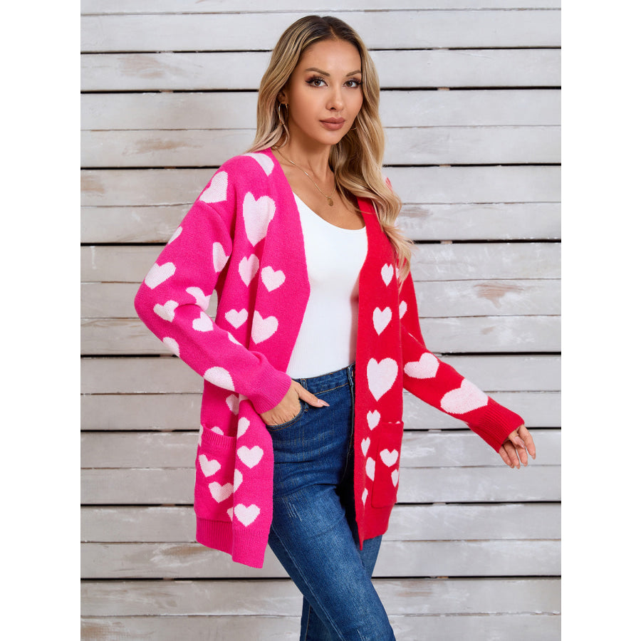 Angel Wings Heart Open Front Long Sleeve Cardigan Apparel and Accessories