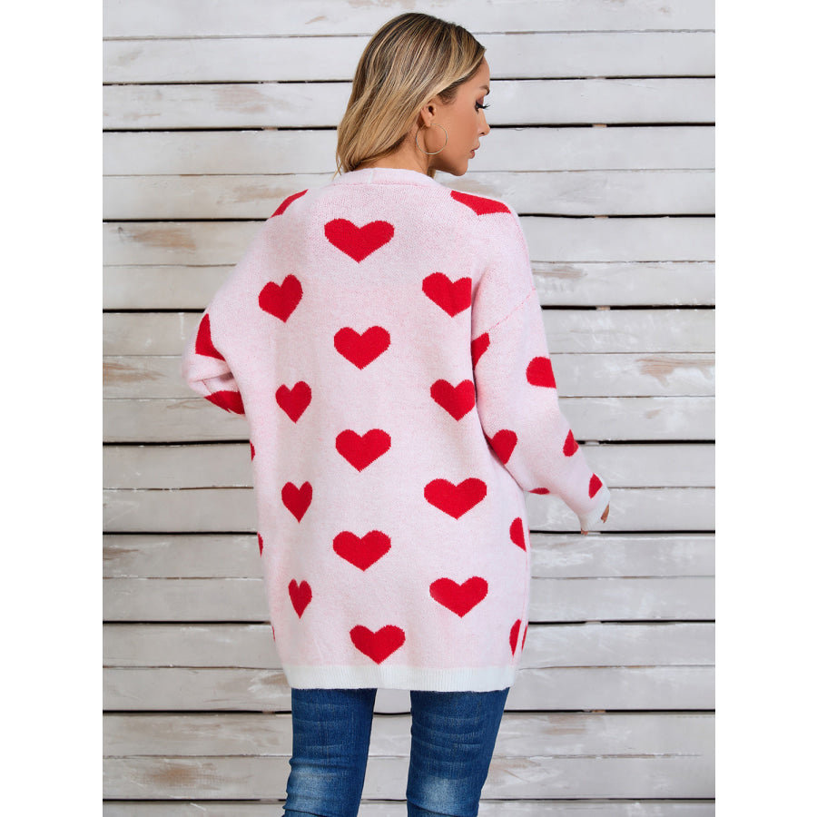 Angel Wings Heart Open Front Long Sleeve Cardigan Apparel and Accessories