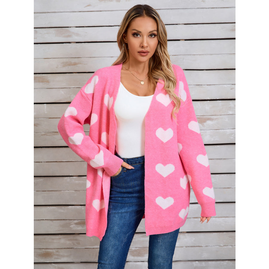 Angel Wings Heart Open Front Long Sleeve Cardigan Apparel and Accessories