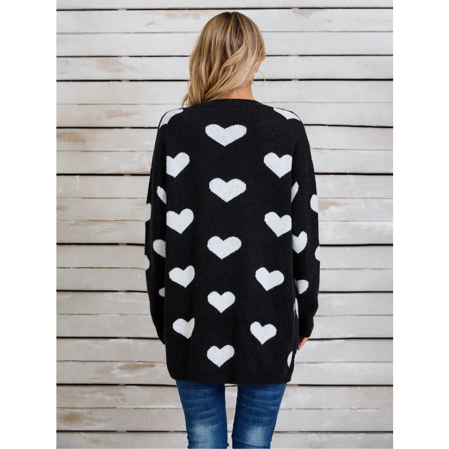 Angel Wings Heart Open Front Long Sleeve Cardigan Apparel and Accessories