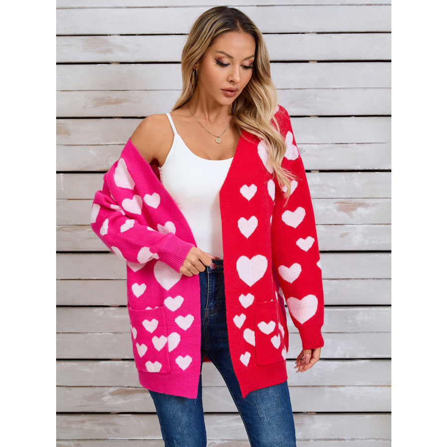 Angel Wings Heart Open Front Long Sleeve Cardigan Apparel and Accessories