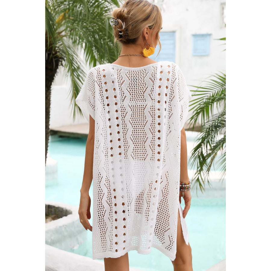 Angel Wings Openwork Plunge Dolman Sleeve Cover-Up Dress Apparel and Accessories