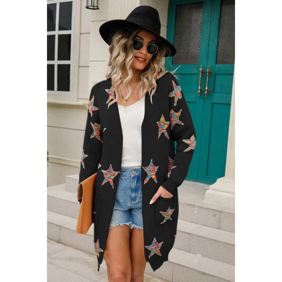 Angel Wings Star Open Front Long Sleeve Cardigan Apparel and Accessories