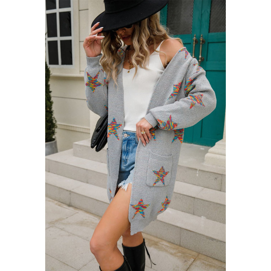 Angel Wings Star Open Front Long Sleeve Cardigan Apparel and Accessories