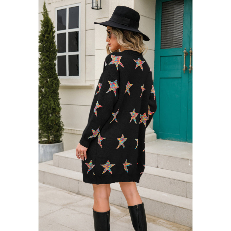 Angel Wings Star Open Front Long Sleeve Cardigan Apparel and Accessories