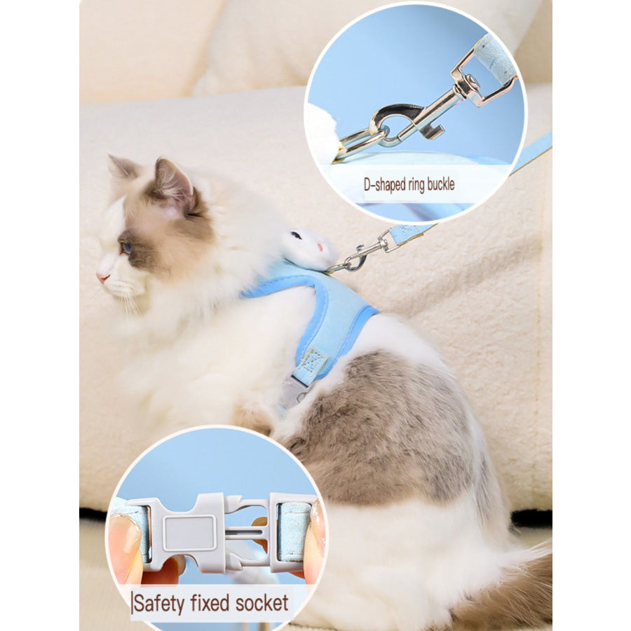 Animal Decor Breathable Mesh Pet Harness Blue1.2m Rope / S Apparel and Accessories