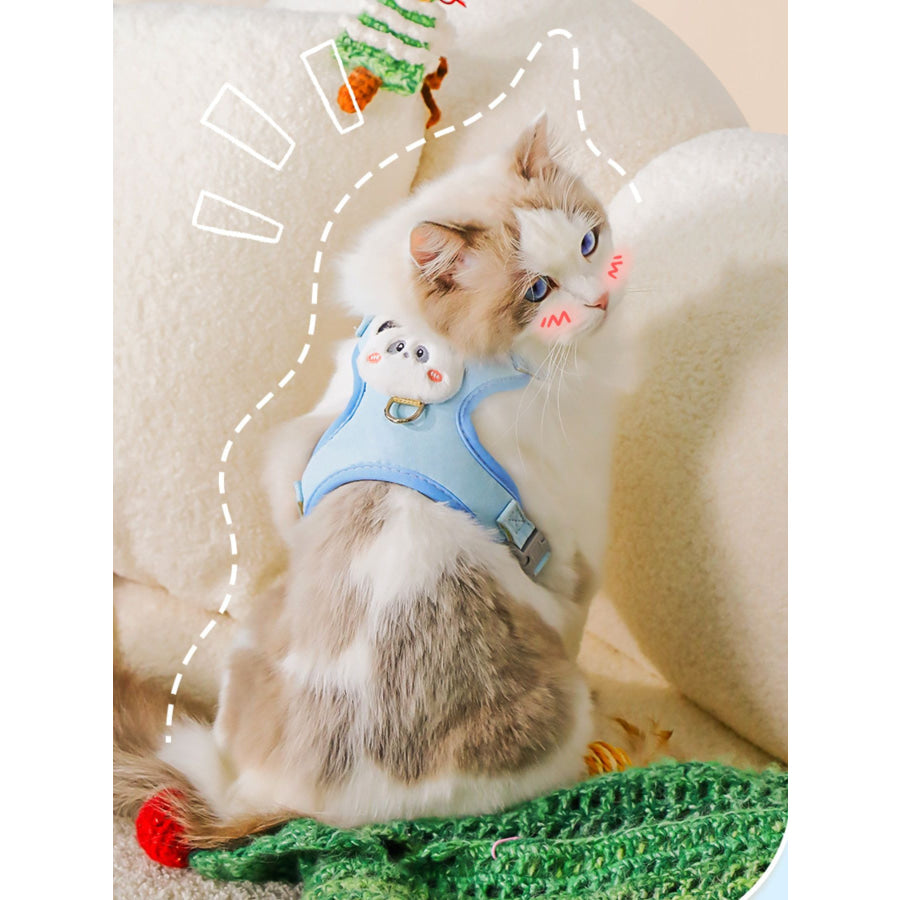 Animal Decor Breathable Mesh Pet Harness Blue1.2m Rope / S Apparel and Accessories