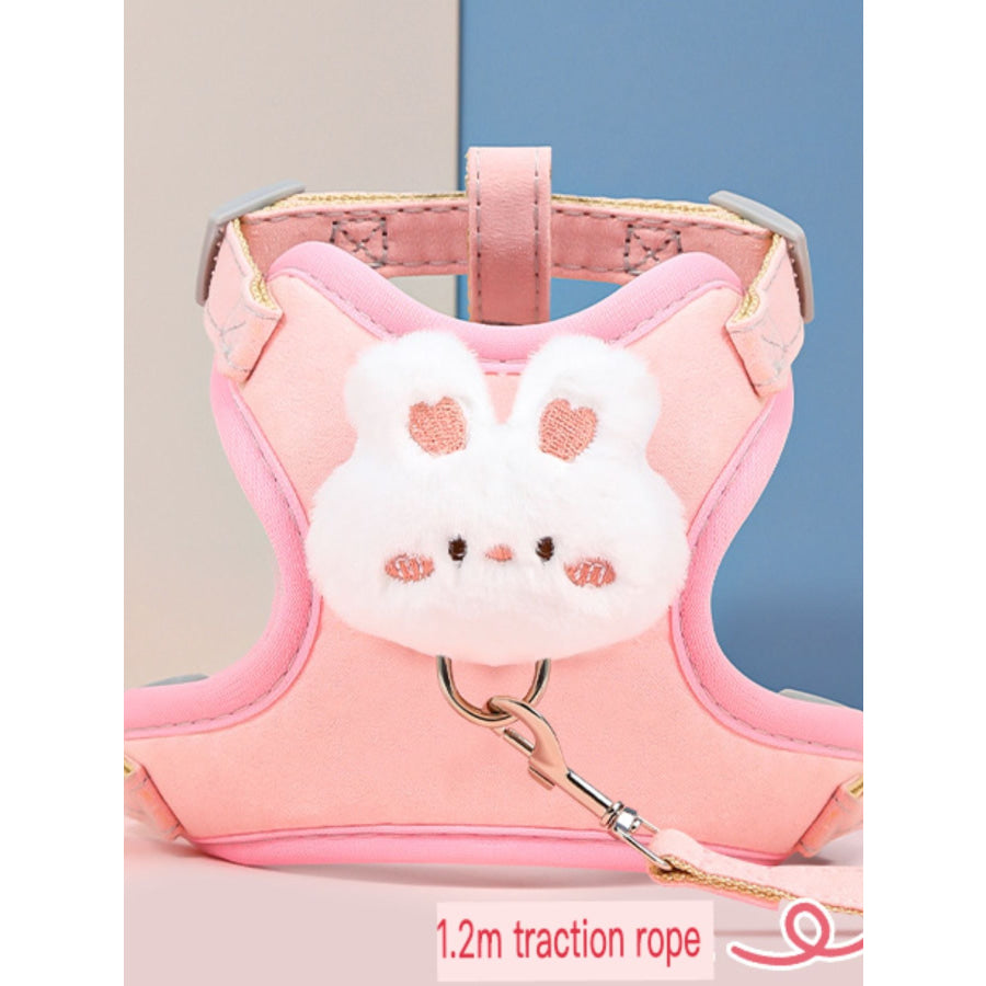 Animal Decor Breathable Mesh Pet Harness Pink1.2m Rope / S Apparel and Accessories