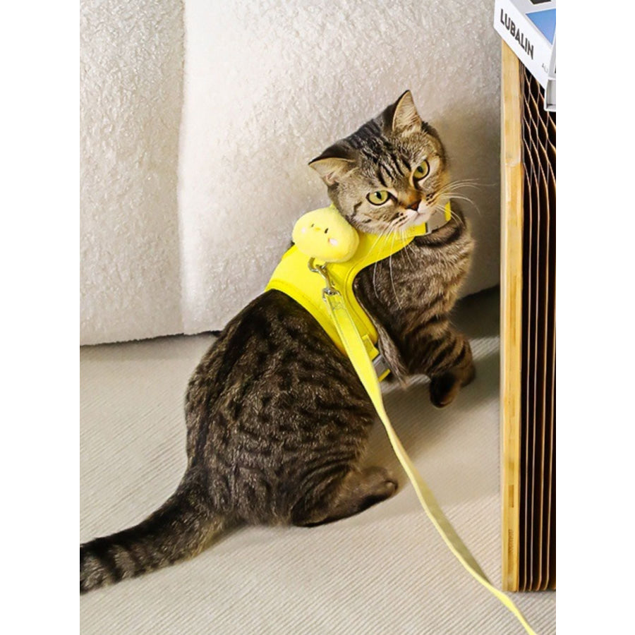 Animal Decor Breathable Mesh Pet Harness Yellow 1.2m Rope / S Apparel and Accessories