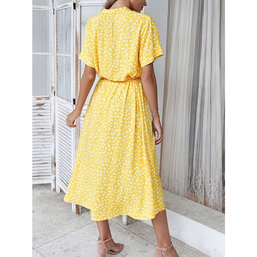 Animal Print Drawstring Waist Midi Dress Apparel and Accessories