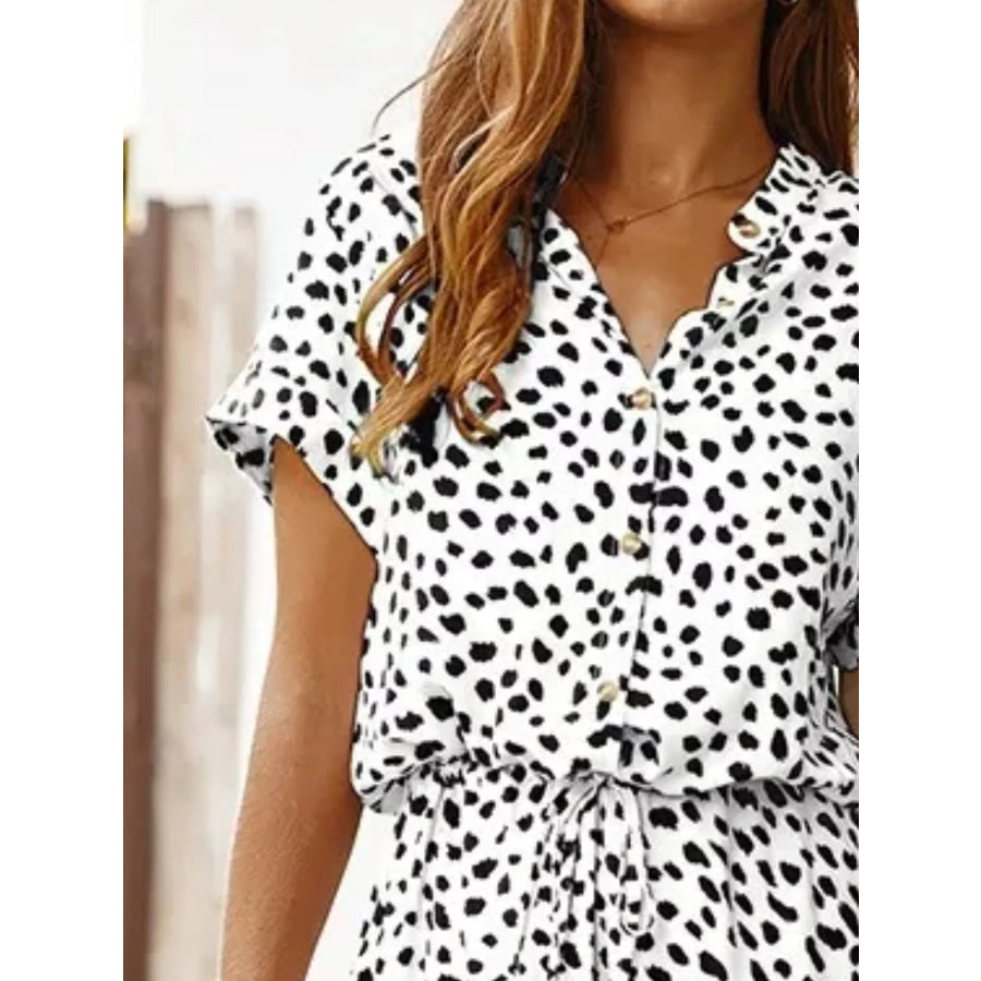 Animal Print Drawstring Waist Midi Dress Apparel and Accessories