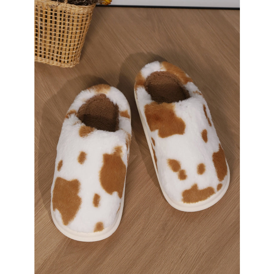 Animal Print Faux Fur Slippers Apparel and Accessories