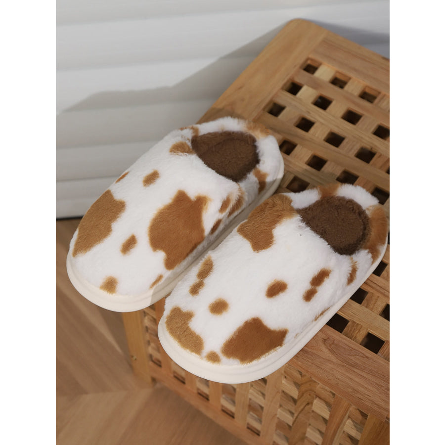 Animal Print Faux Fur Slippers Apparel and Accessories