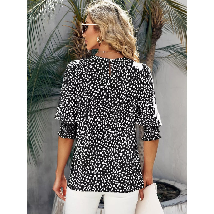 Animal Print Half Sleeve Blouse Apparel and Accessories