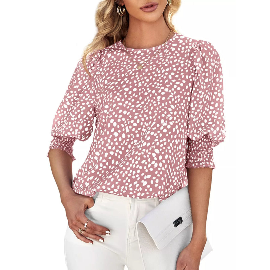 Animal Print Half Sleeve Blouse Apparel and Accessories