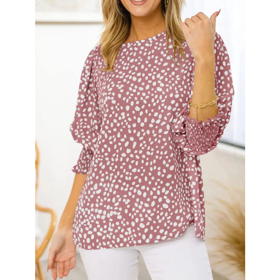 Animal Print Half Sleeve Blouse Pink / S Apparel and Accessories