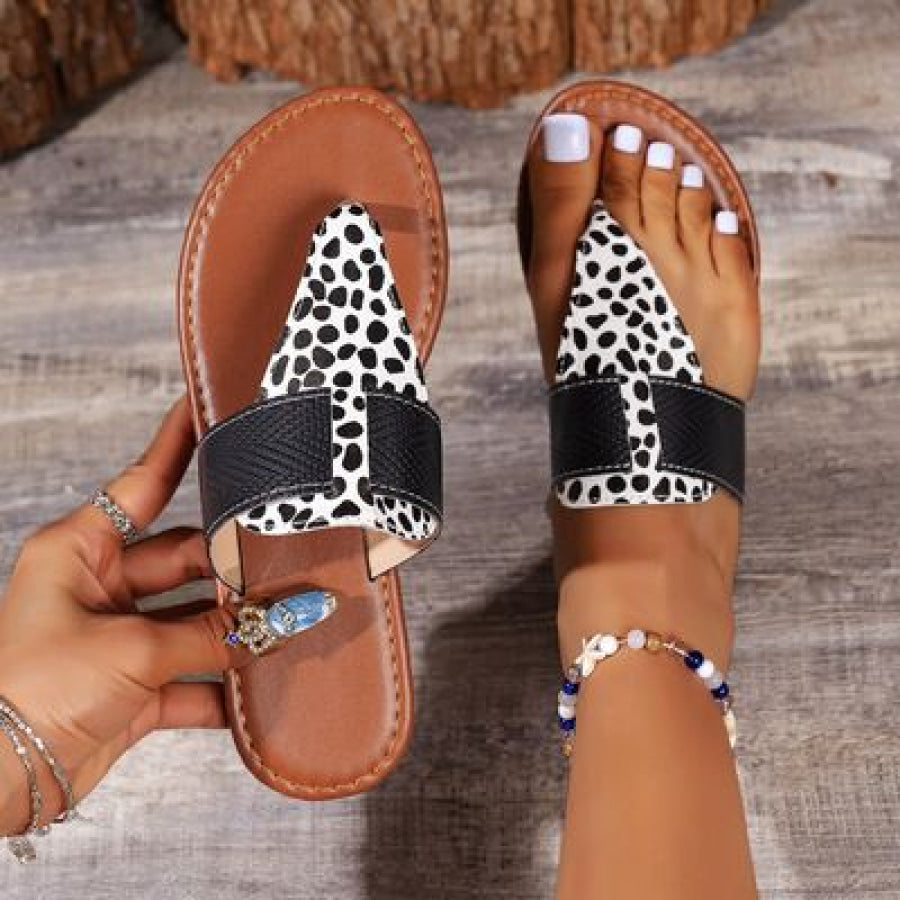 Animal Print Open Toe Sandals Black / 36(US5) Apparel and Accessories