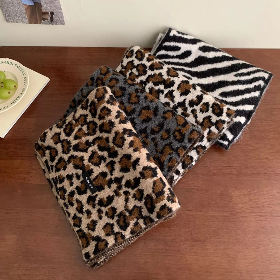 Animal Print Plush Winter Scarf Apparel and Accessories