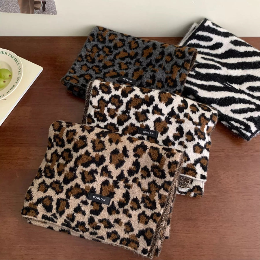 Animal Print Plush Winter Scarf Apparel and Accessories