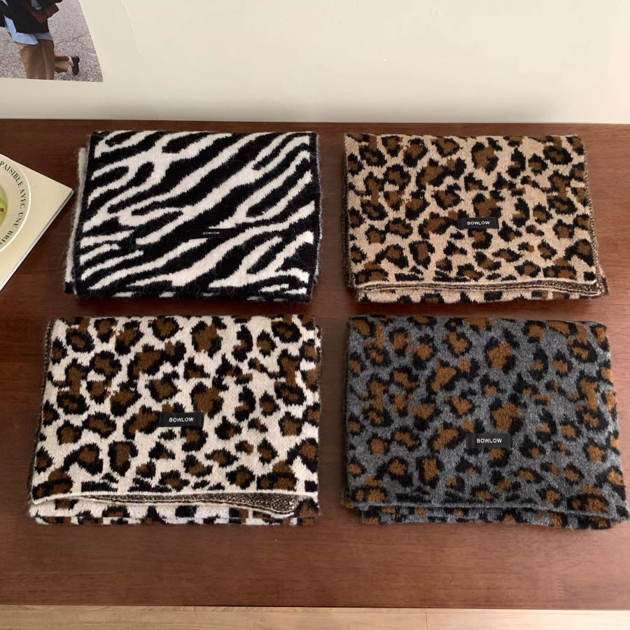Animal Print Plush Winter Scarf Apparel and Accessories