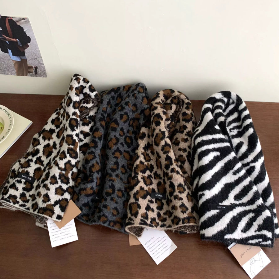 Animal Print Plush Winter Scarf Apparel and Accessories