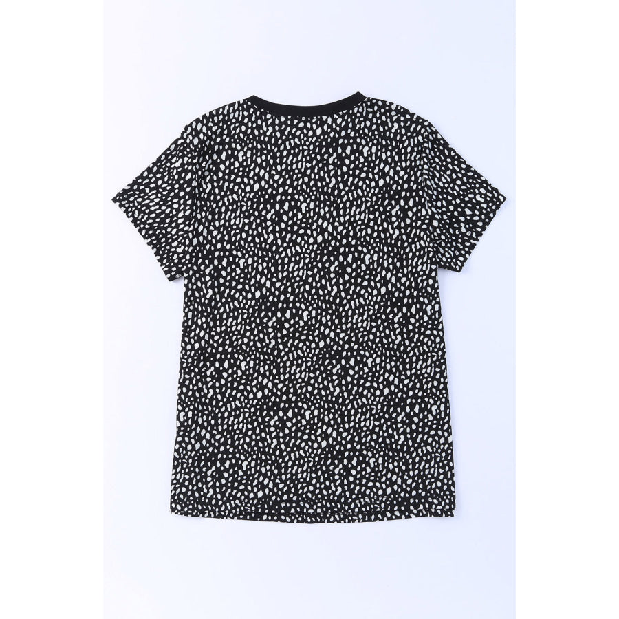 Animal Print Round Neck Short Sleeve T - Shirt Apparel and Accessories