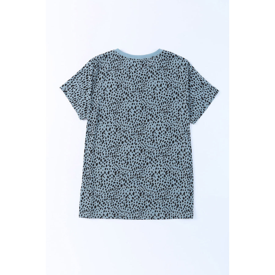 Animal Print Round Neck Short Sleeve T - Shirt Apparel and Accessories
