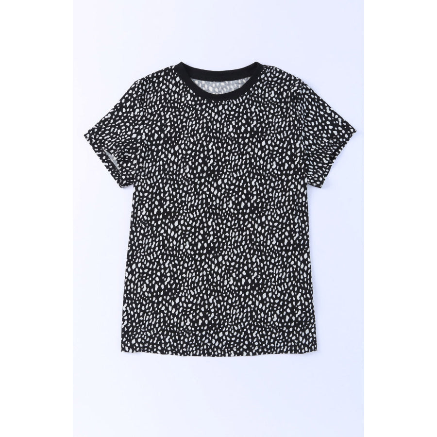 Animal Print Round Neck Short Sleeve T - Shirt Apparel and Accessories