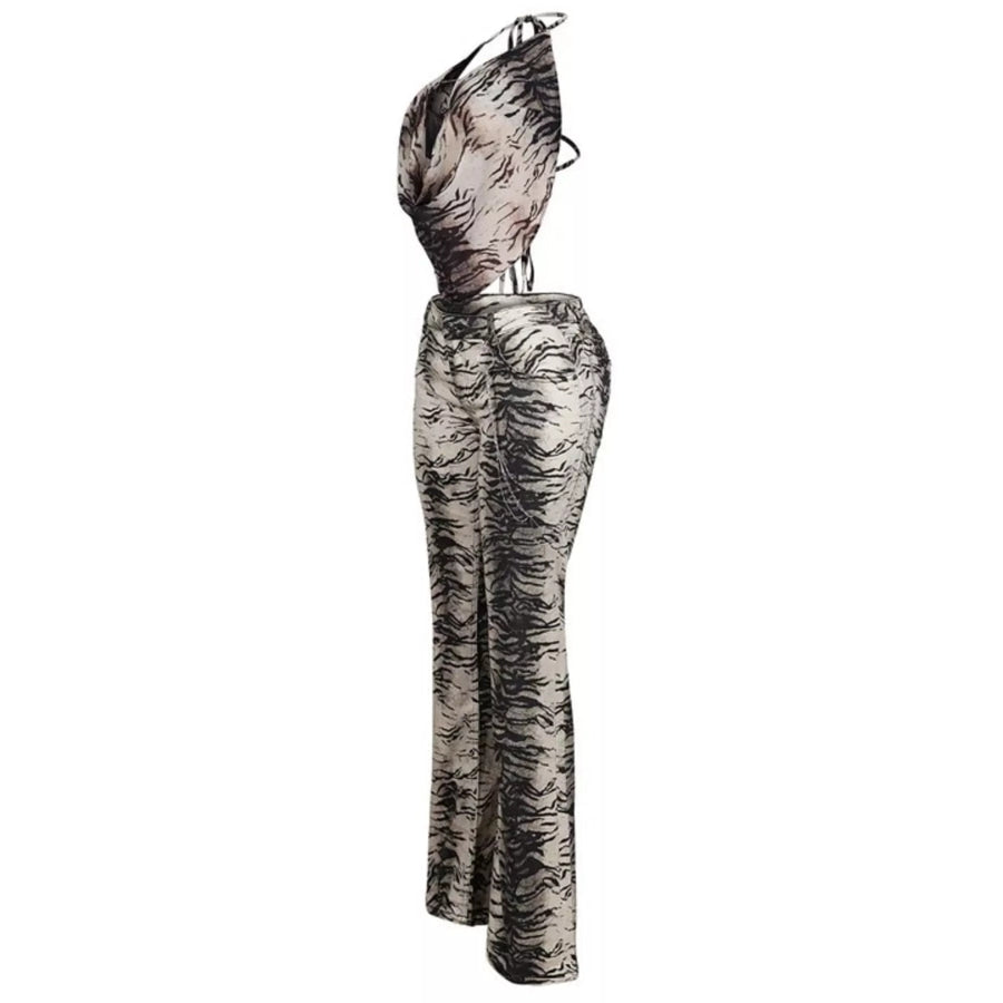 Animal Print Sleeveless Top and Pants Set Apparel and Accessories