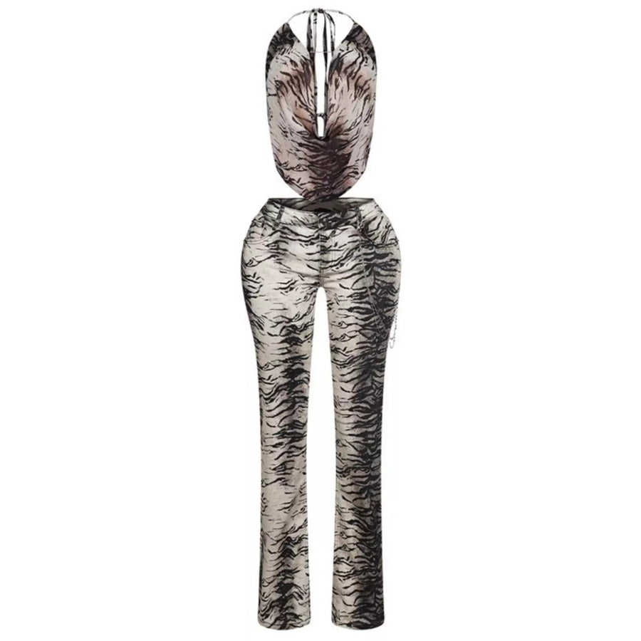 Animal Print Sleeveless Top and Pants Set Apparel and Accessories