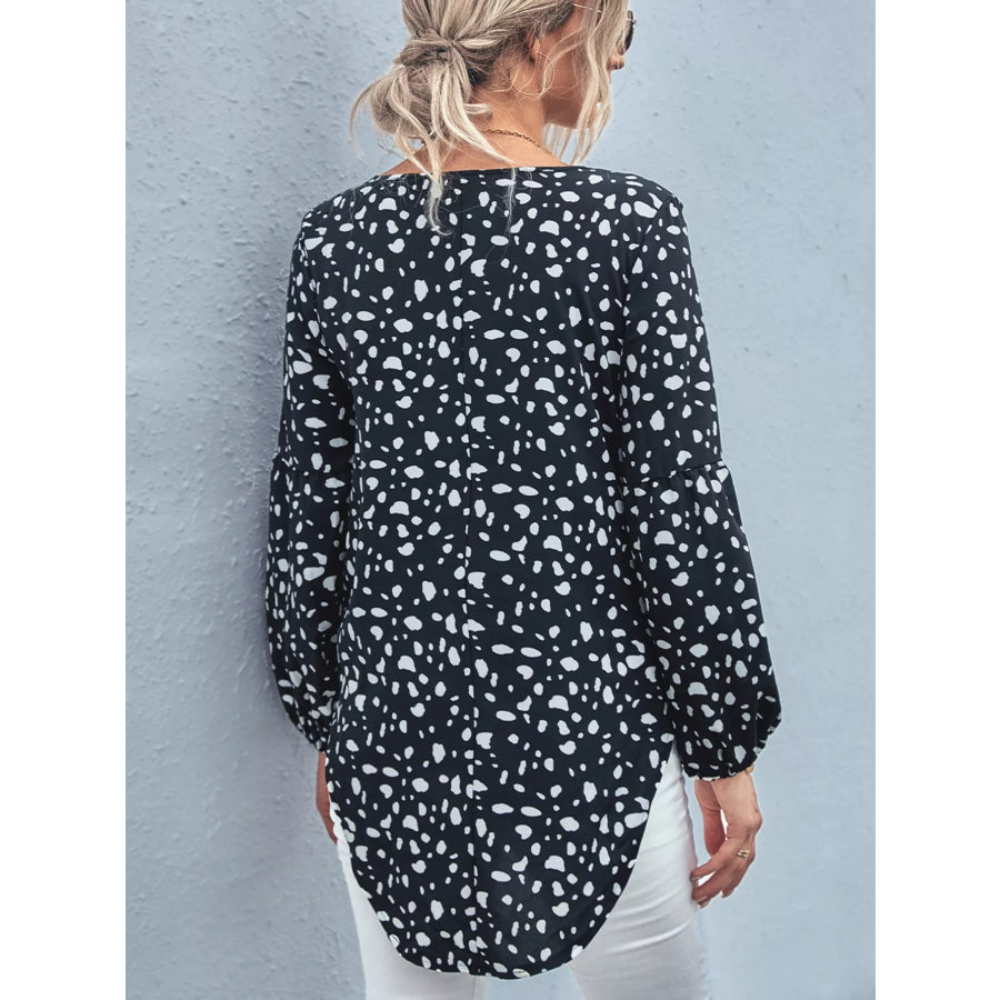 Animal Print V-Neck Blouse Apparel and Accessories