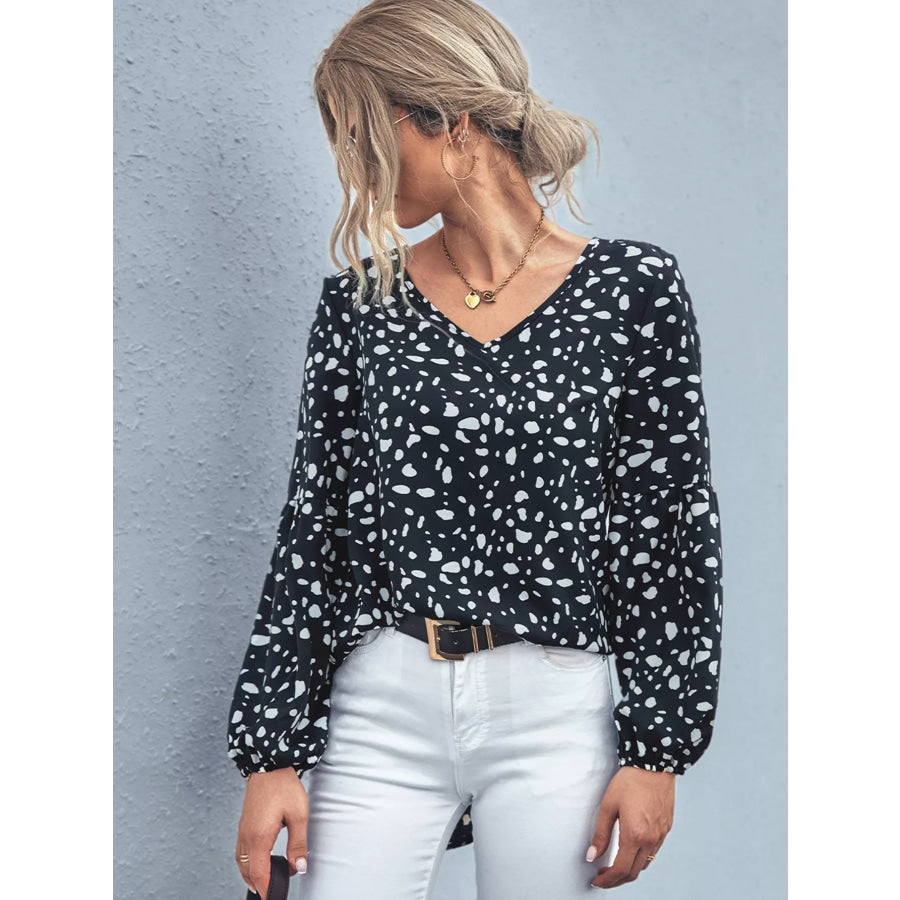 Animal Print V-Neck Blouse Apparel and Accessories