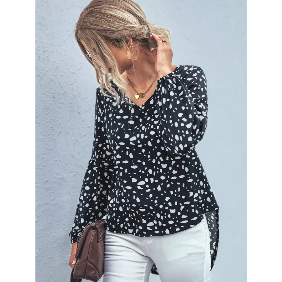 Animal Print V-Neck Blouse Apparel and Accessories