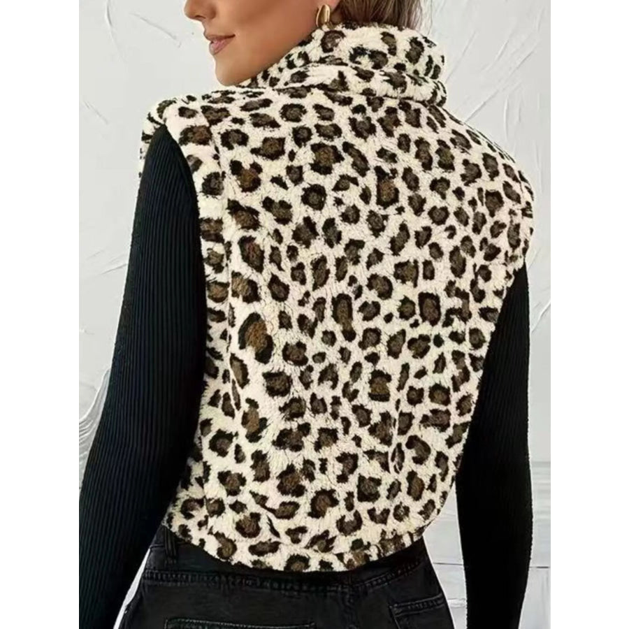 Animal Print Zip Up Vest Coat Apparel and Accessories