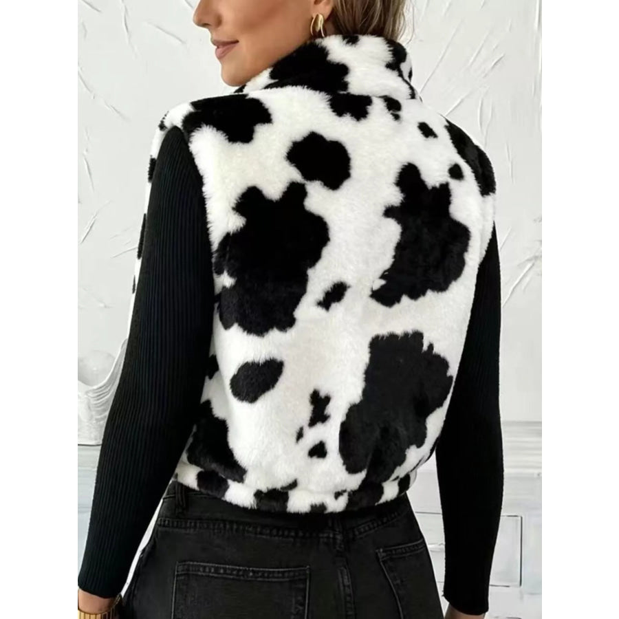 Animal Print Zip Up Vest Coat Apparel and Accessories