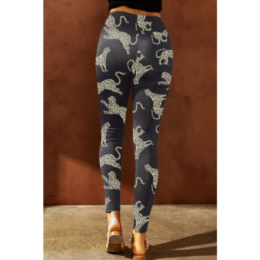 Animal Printed Distressed High Waist Leggings Clothing