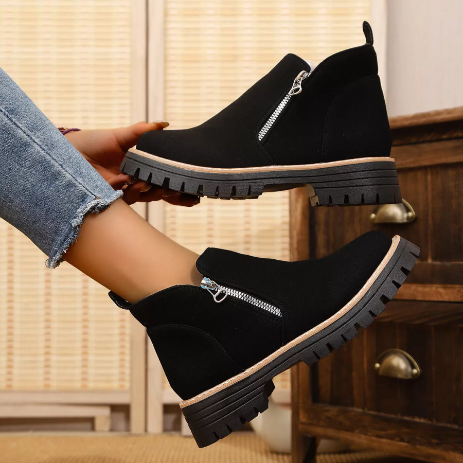 Ankle Boots with Zipper Accent Apparel and Accessories