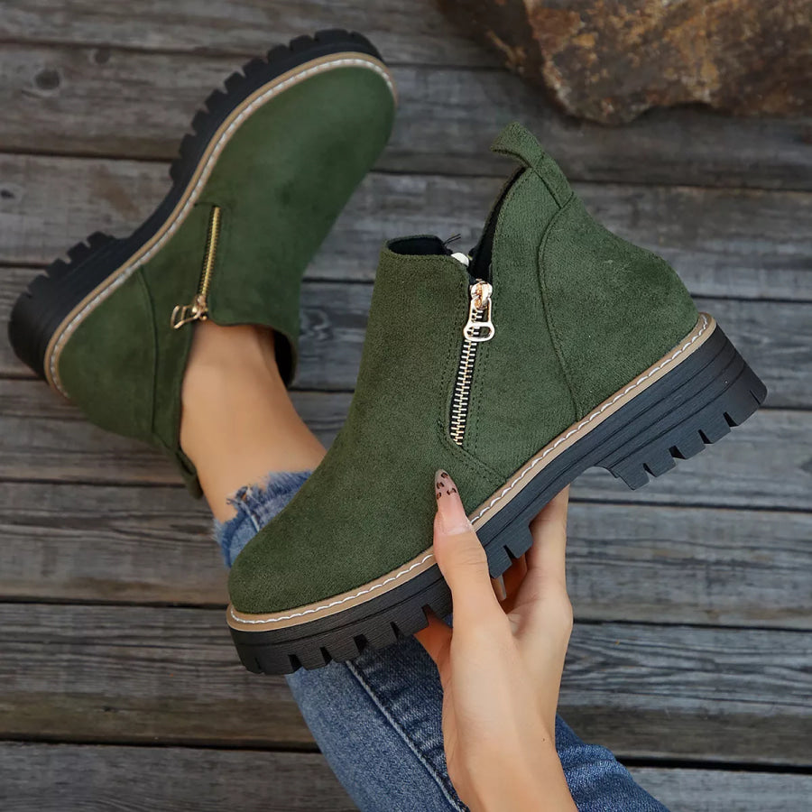Ankle Boots with Zipper Detail Apparel and Accessories