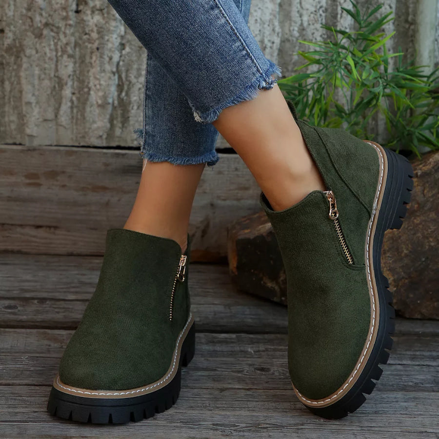 Ankle Boots with Zipper Detail Apparel and Accessories
