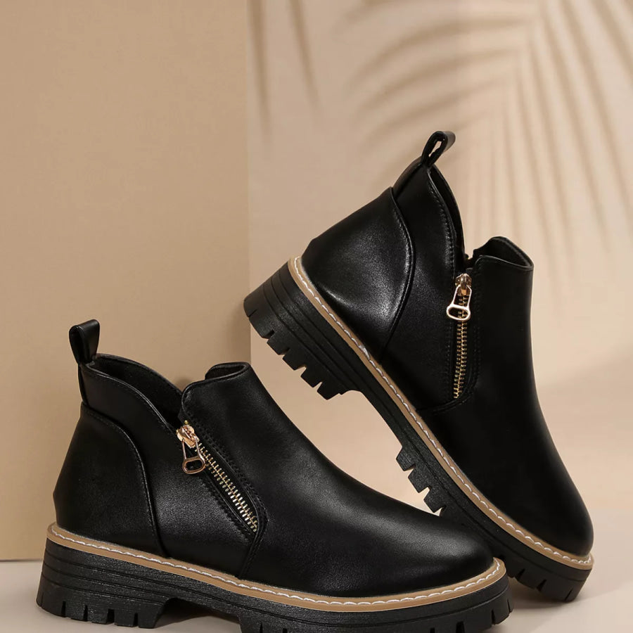 Ankle Boots with Zipper Detail Apparel and Accessories