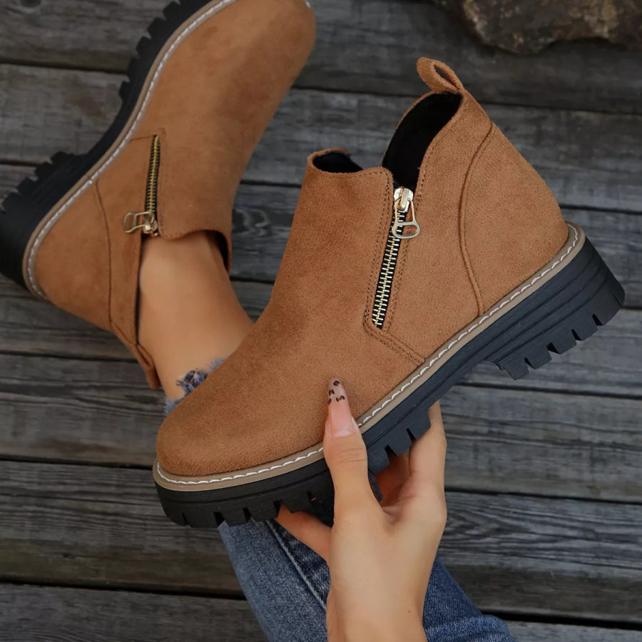 Ankle Boots with Zipper Detail Apparel and Accessories