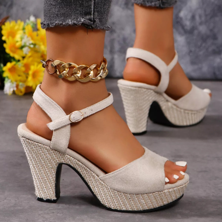 Ankle Strap Block Heels Sandals Apparel and Accessories